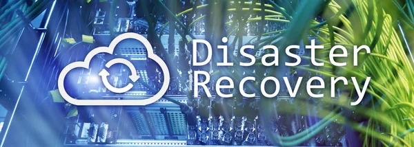 DIsaster recovery. Data loss prevention. Server room on background — Stock Photo, Image