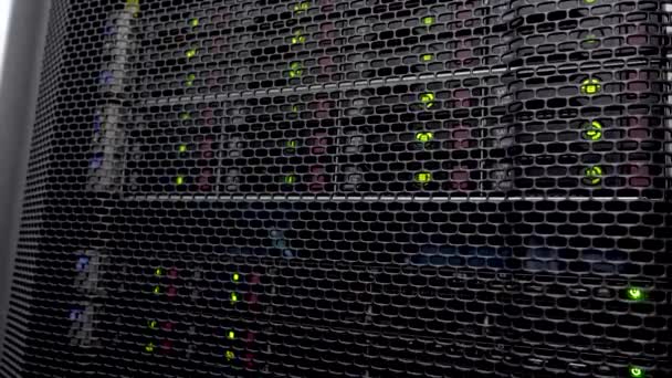 Зберігання Hdd Сервера Стійка Сервера Даних Багатьма Жорсткими Дисками Світлодіодними — стокове відео