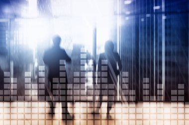 Mali grafik üzerinde bulanık gökdelen office arka plan.