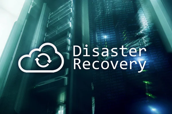 DIsaster recovery. Data loss prevention. Server room on background