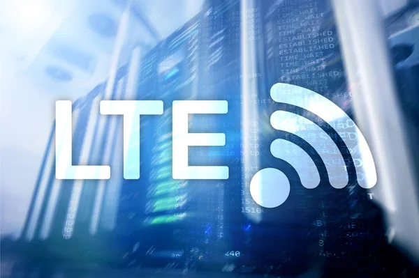 LTE, 5g wireless internet technology concept. Server room — Stock Photo, Image