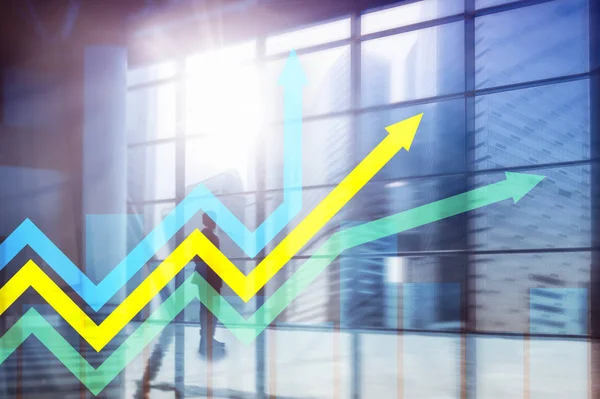 Gráfico de setas de crescimento financeiro. Conceito de investimento e negociação — Fotografia de Stock