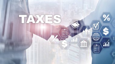 Concept of taxes paid by individuals and corporations such as vat, income and wealth tax. Tax payment. State taxes. Calculation tax return clipart