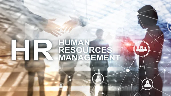 Управління людськими ресурсами, HR, Team Building та концепція вербування на розмитому фоні . — стокове фото