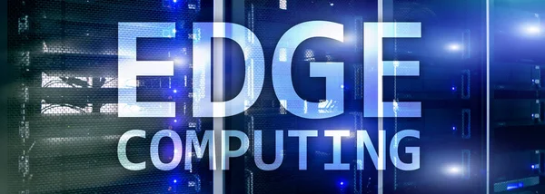 EDGE computing, internet and modern technology concept on modern server room background