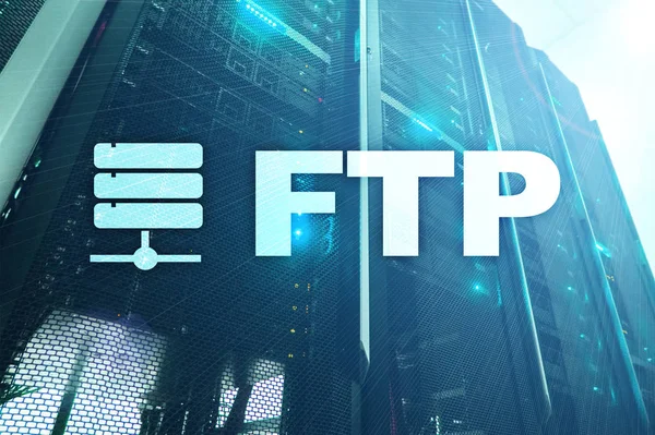 FTP - протокол передачі файлів. Інтернет та комунікаційні технології концепції. — стокове фото