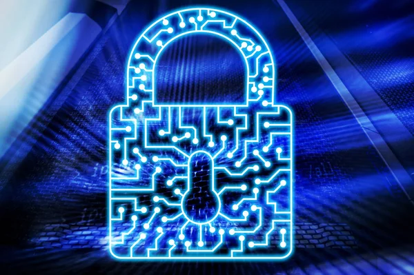 Cyber-Sicherheit Schloss Symbol Informationen Datenschutz Internet und Technologie-Konzept. — Stockfoto