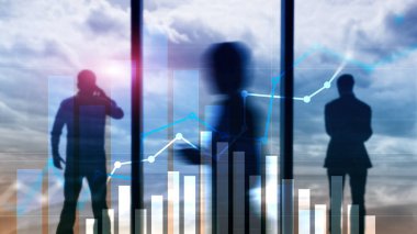 Finansal büyüme grafiği. Satış artışı, pazarlama stratejisi.