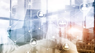 Çift pozlama insan yapısı Hr - insan kaynakları yönetimi ve işe alım kavramı ağ.