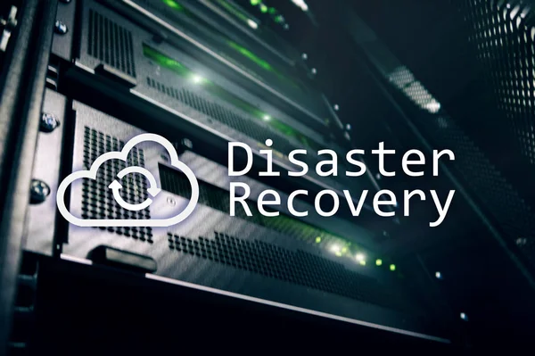 DIsaster recovery. Data loss prevention. Server room on background. — Stock Photo, Image
