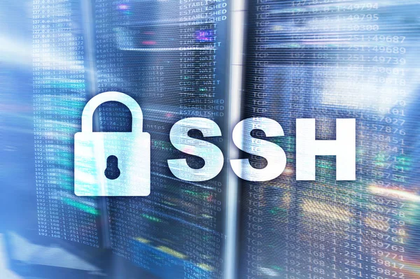 SSH, Secure Shell protokol og software. Databeskyttelse, internet og telekommunikationskoncept . - Stock-foto