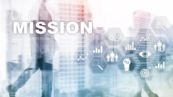 Mission Business Concept Finacial Success Chart Concept Virtual Screen Abstract — Stock Photo, Image