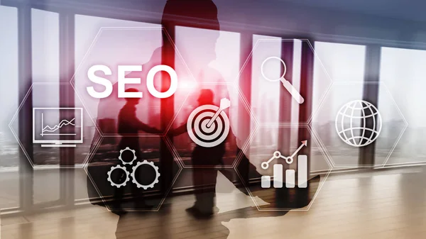 Seo Search Engine Optimization Digital Marketing Internet Technology Concept Blurred — Stok Foto