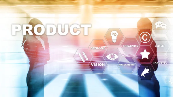 Business Product Promotion Design Concept. Ιστορικό διπλής έκθεσης — Φωτογραφία Αρχείου