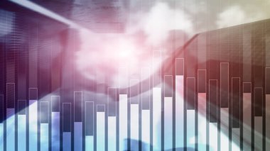 Bulanık arka planda iş ve finans grafiği. Ticaret, yatırım ve ekonomi kavramı.