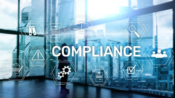 Compliance diagram with icons. Business concept on abstract background — Stock Photo, Image