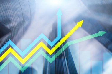 Finansal büyüme okları grafiği. Yatırım ve ticaret kavramı.