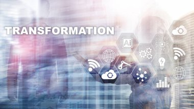İş Dönüşümü. Gelecek ve İnovasyon İnternet ve ağ konsepti. Soyut iş geçmişi. Karışık Ortam.