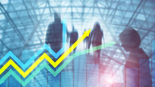 Financial growth arrows graph. Investment and trading concept. — Stock Photo, Image