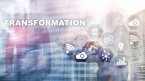 İş Dönüşümü. Gelecek ve İnovasyon İnternet ve ağ konsepti. Soyut iş geçmişi. Karışık Ortam.