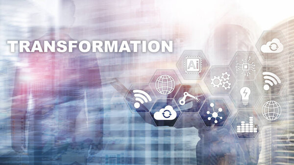 Трансформация бизнеса. Будущее и концепция Интернета и сетей. Абстрактное деловое образование. Смешанные СМИ.
