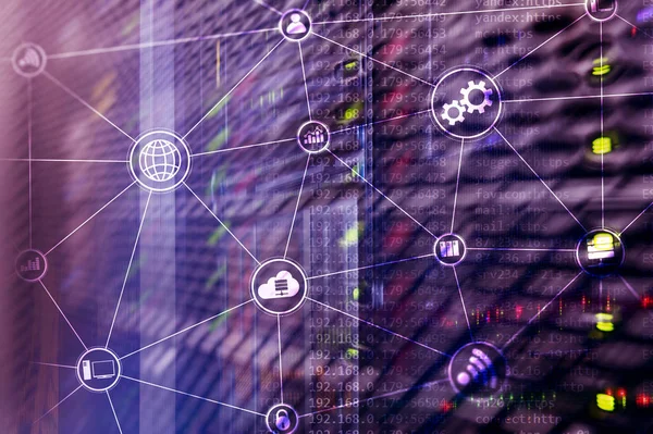技术基础设施云计算和通信。网络理念 — 图库照片