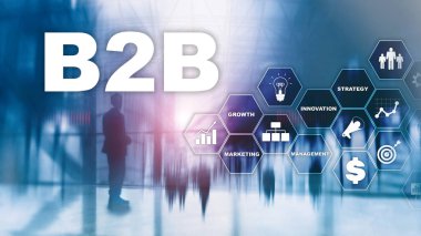 İş iş B2b - teknoloji gelecek için. İş modeli. Mali teknoloji ve iletişim kavramı.