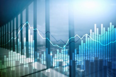 Çift Pozlama mali grafikleri ve diyagramları. İş, ekonomi ve yatırım kavramı.