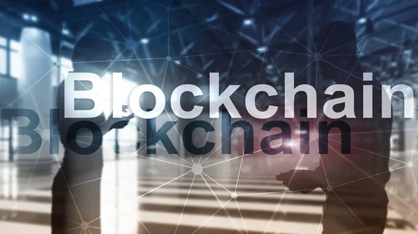Blockchain technologie Concept op achtergrond van de server. Gegevenscodering. — Stockfoto