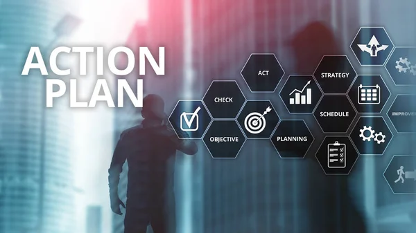 Action Plan Strategy Planning Vision Direction. Financial concept on blurred background — Stock Photo, Image