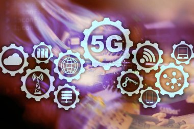 5G Ağ, 5G İnternet Bağlantısı Konsepti dijital arkaplanda. Akıllı iletişim ağı kavramı