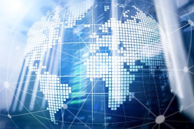 Telekomünikasyon ve internet teknoloji kavram olarak 3B dünya.