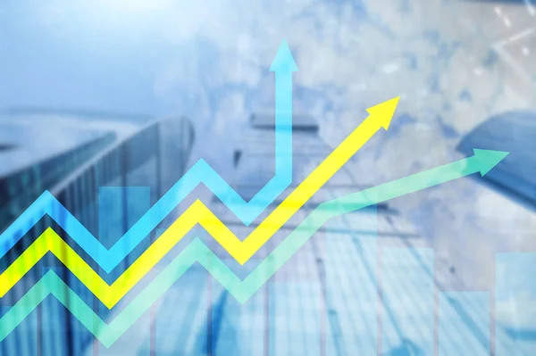 Grafico delle frecce di crescita finanziaria. Concetto di investimento e negoziazione . — Foto Stock