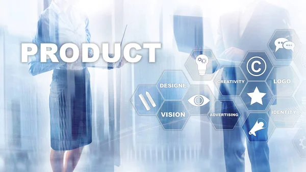 Business Product Promotion Design Concept. Ιστορικό διπλής έκθεσης. — Φωτογραφία Αρχείου