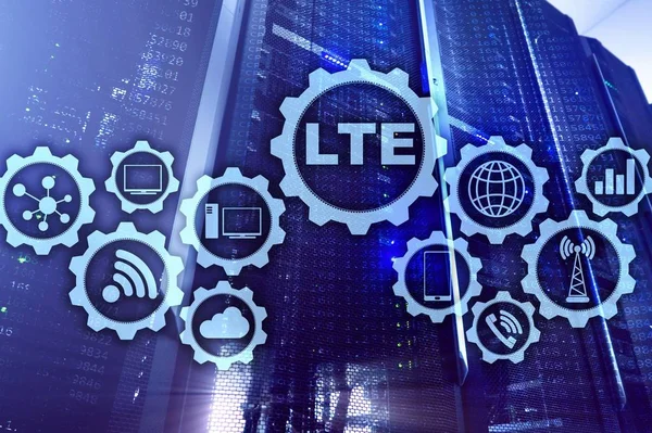 LTE, Wireless Business Internet and Virtual Reality Concept.服务器背景下的信息通信技术. — 图库照片