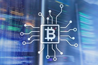 Bitcoin, sunucu Oda zemin üzerine Blockchain kavramı.