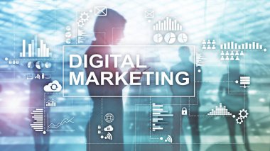 Çift Pozlama arka plan üzerinde dijital pazarlama kavramı.