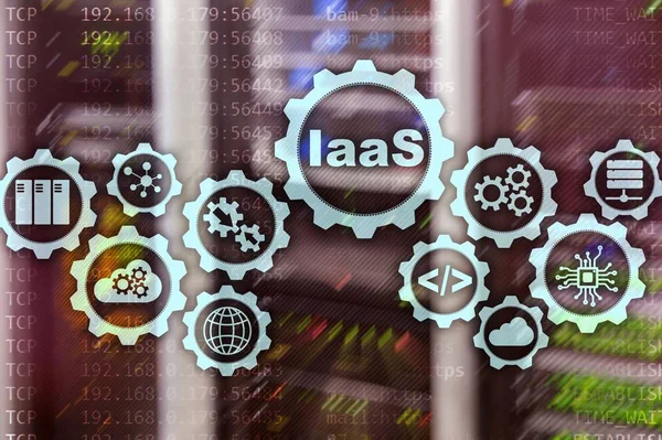 IaaS, Infrastruktur als Dienstleistung. Online-Internet und Netzwerkkonzept. Graphische Symbole auf einem digitalen Bildschirm. — Stockfoto