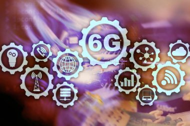 Gelecekteki İletişim Hızlı Teknolojisi. 6G Ağ Bağlantısı Konsepti. Yüksek Hız Mobil Kablosuz Teknolojisi.