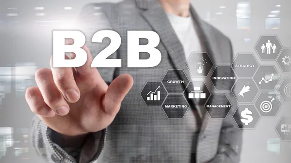 Бізнес для бізнесу B2B - майбутнє технологій. Бізнес-модель. Фінансові технології та концепція комунікації . — стокове фото