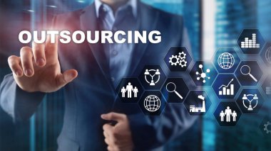 İnsan Kaynakları 'nın dış kaynak kullanımı. Global Business Industry Concept. Serbest Dış Kaynak Uluslararası Ortaklık