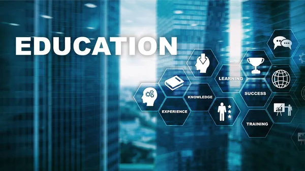 Education, Learning, Study Concept. apacity development. Training personal development. Mixed media business. Blue background — Stock Photo, Image