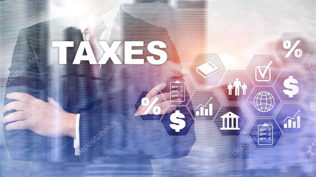 Concept of taxes paid by individuals and corporations such as vat, income and wealth tax. Tax payment. State taxes. Calculation tax return.