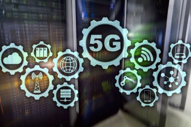5G Ağ, 5G İnternet Bağlantısı Konsepti dijital arkaplanda. Akıllı iletişim ağı kavramı