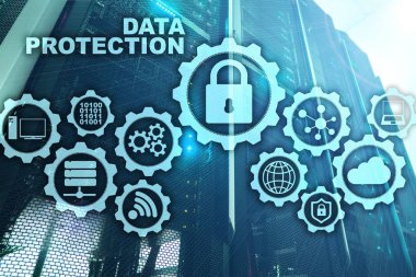 Sunucu veri koruma kavramı. Virüs siber dijital internet teknolojisinden elde edilen bilgi güvenliği