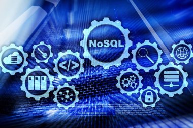 NoSQL. Structured Query Language.Database Technology Concept. Server room background clipart