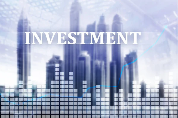 Investimento, ROI, conceito de mercado financeiro. cidade fundo abstrato — Fotografia de Stock