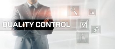 Web sitesi başlık banner. Kalite kontrol ve güvence. Standardizasyon. Garanti. Standartları. İş ve teknoloji kavramı.