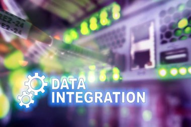 Veri entegrasyon bilgi teknolojisi kavramı sunucu Oda zemin üzerine