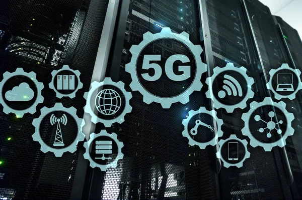 5G Network, Concetto di connessione internet 5G in background digitale. concetto di rete di comunicazione intelligente. — Foto Stock